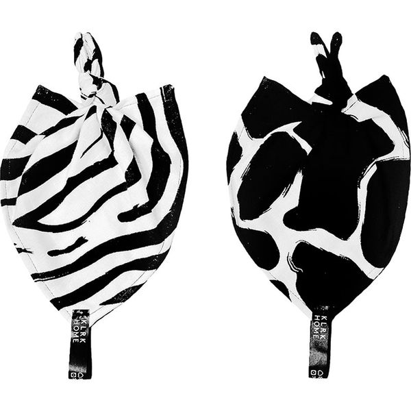 KLRK Home KLRK Home Wild B&W Zebra&Giraffe ninica z vozlom 26x26 cm 2 kos