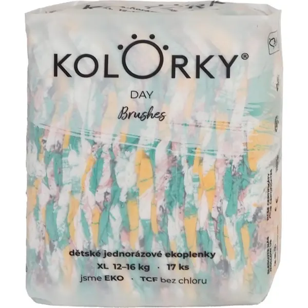Kolorky Kolorky Day Brushes ekološke plenice za enkratno uporabo velikost XL 12-16 Kg 17 kos