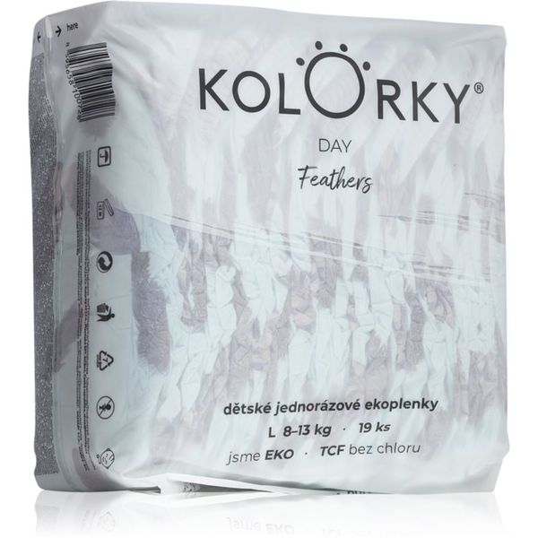 Kolorky Kolorky Day Feathers ekološke plenice za enkratno uporabo velikost L 8-13 Kg 19 kos