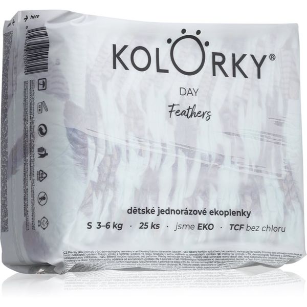 Kolorky Kolorky Day Feathers ekološke plenice za enkratno uporabo velikost S 3-6 Kg 25 kos