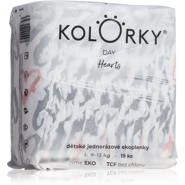 Kolorky Kolorky Day Hearts ekološke plenice za enkratno uporabo 19 kos