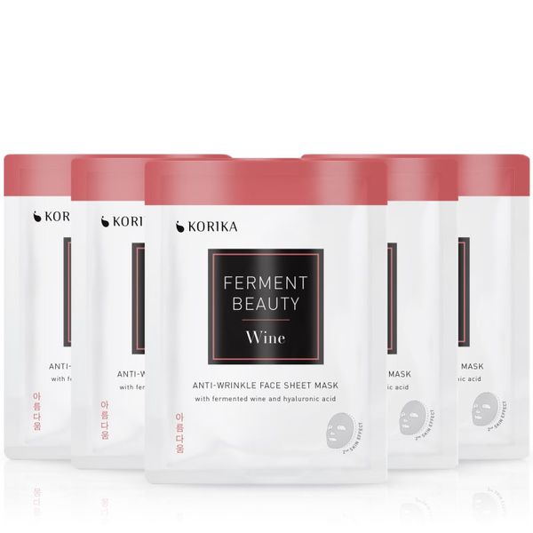 KORIKA KORIKA FermentBeauty Set of 5 Anti-wrinkle Face Sheet Masks with Fermented Wine and Hyaluronic Acid set mask za obraz po znižani ceni