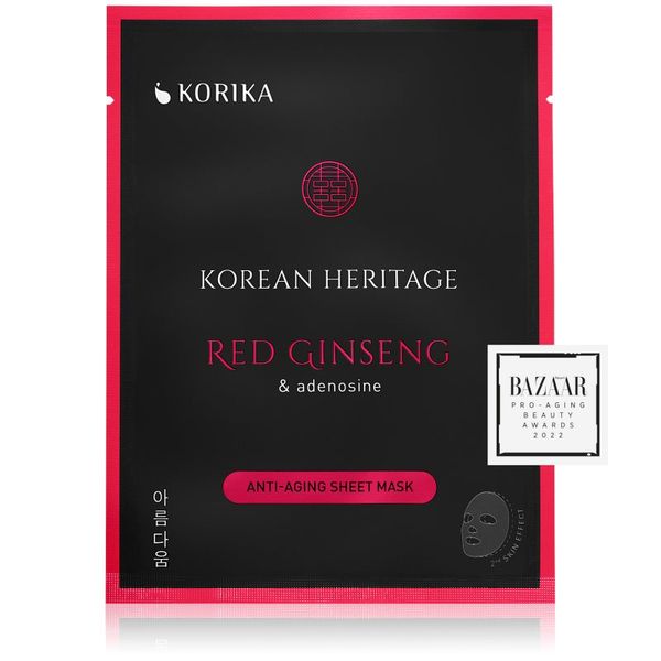KORIKA KORIKA Korean Heritage Red Ginseng & Adenosine Anti-aging Sheet Mask maska proti gubam iz platna Red Ginseng