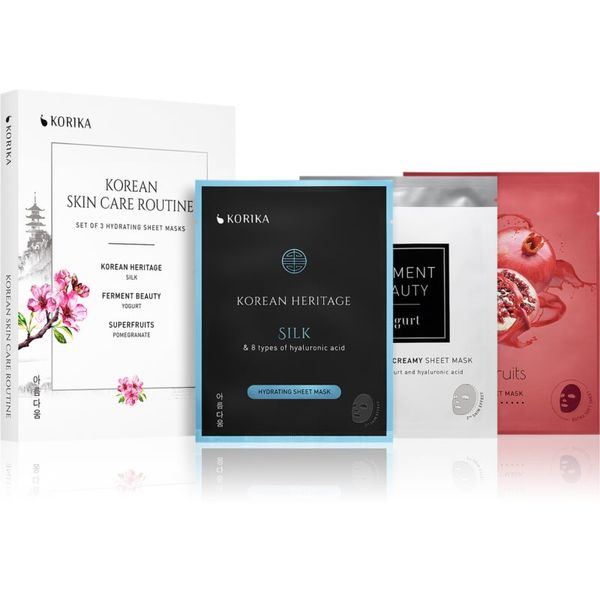 KORIKA KORIKA KOREAN SKIN CARE ROUTINE SET OF 3 HYDRATING SHEET MASKS set (z vlažilnim učinkom)