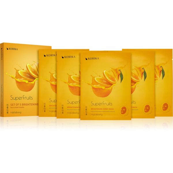 KORIKA KORIKA SuperFruits Hallabong - Set of 5 Brightening Face Sheet Masks set mask za obraz po znižani ceni  Hallabong(za osvetlitev kože)