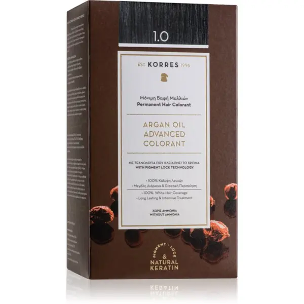 Korres Korres Argan Oil permanentna barva za lase z arganovim oljem odtenek 1.0 Black 50 ml