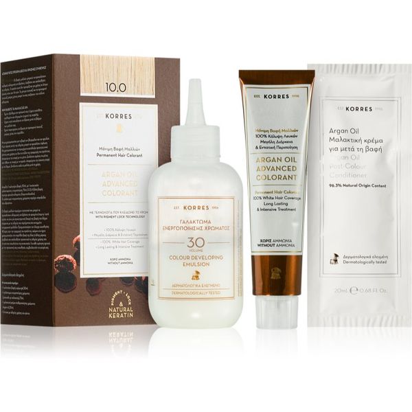 Korres Korres Argan Oil permanentna barva za lase z arganovim oljem odtenek 10.0 Platinum Blonde 50 ml