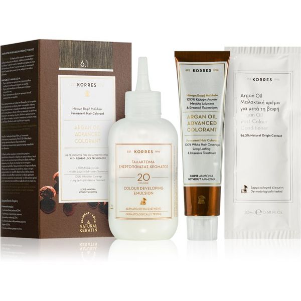 Korres Korres Argan Oil permanentna barva za lase z arganovim oljem odtenek 6.1 Ash Dark Blonde 50 ml