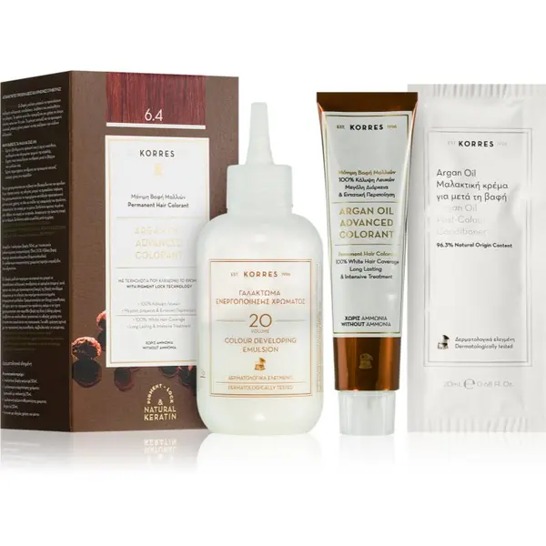 Korres Korres Argan Oil permanentna barva za lase z arganovim oljem odtenek 6.4 Copper Dark Blonde 50 ml