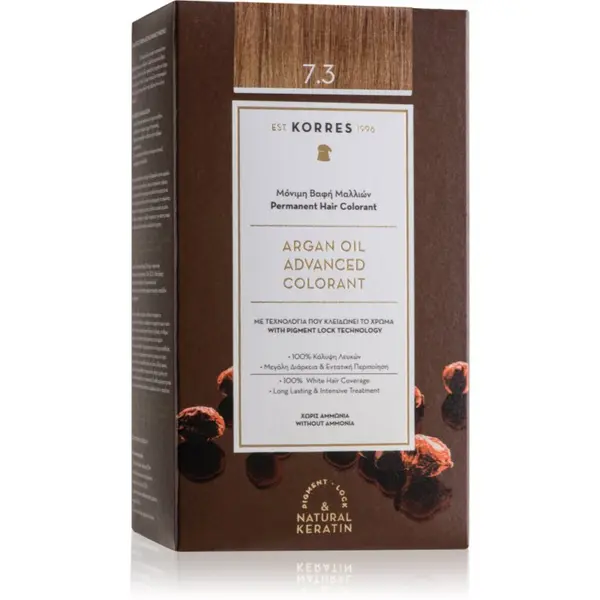 Korres Korres Argan Oil permanentna barva za lase z arganovim oljem odtenek 7.3 Golden / Honey Blonde 50 ml