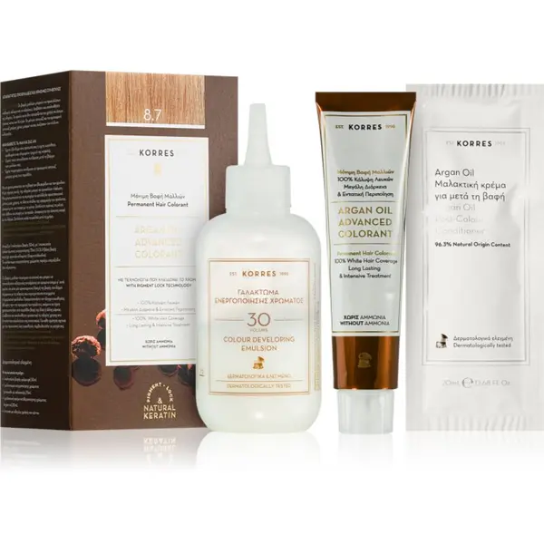 Korres Korres Argan Oil permanentna barva za lase z arganovim oljem odtenek 8.7. Toffee 50 ml