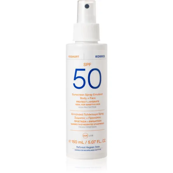 Korres Korres Yoghurt Sunscreen losjon za sončenje v pršilu za obraz in telo SPF 50+ 150 ml