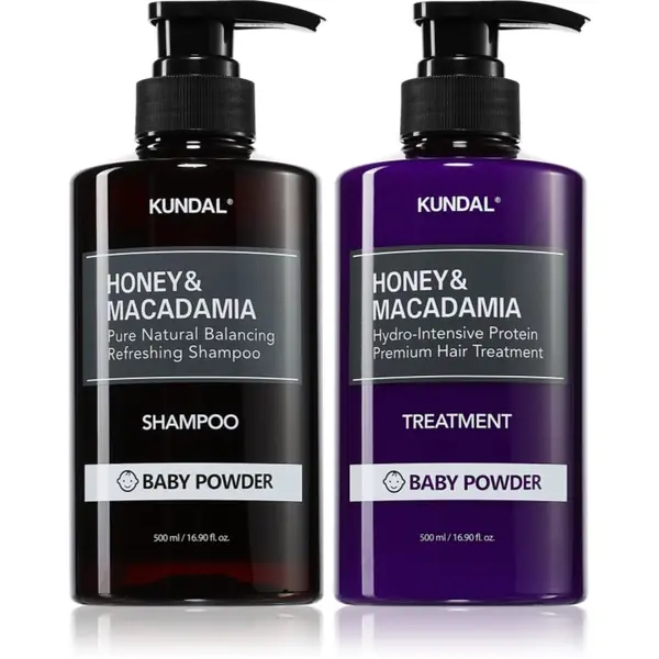 KUNDAL KUNDAL Honey & Macadamia Baby Powder set za suhe in poškodovane lase