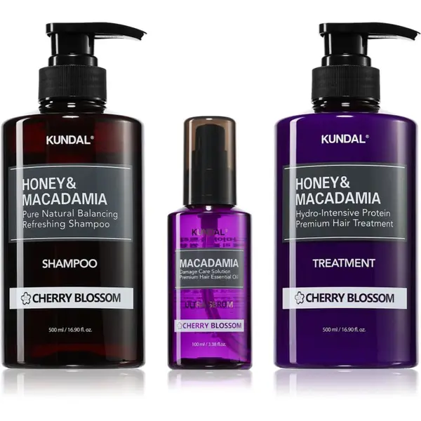 KUNDAL KUNDAL Honey & Macadamia Cherry Blossom set za suhe in poškodovane lase
