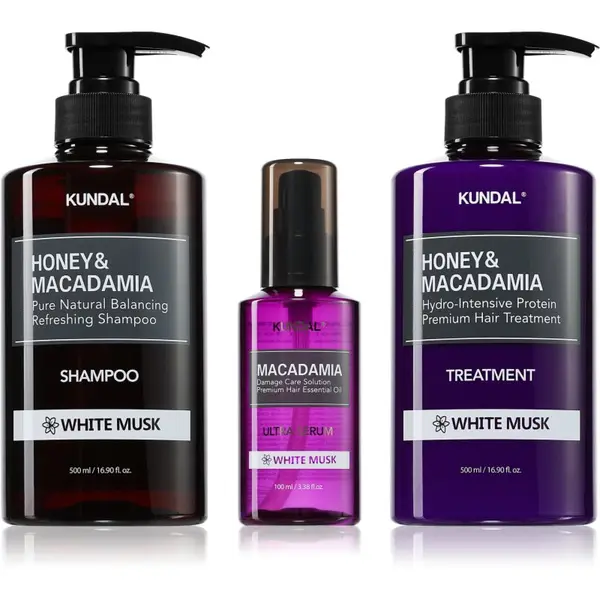 KUNDAL KUNDAL Honey & Macadamia White Musk set za suhe in poškodovane lase