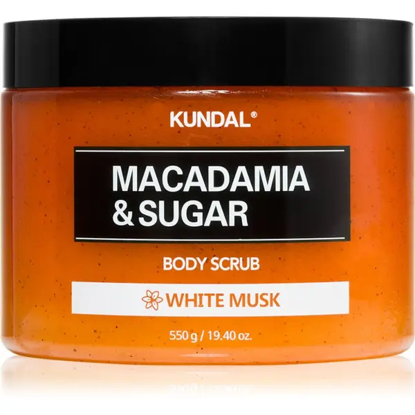 KUNDAL KUNDAL Macadamia & Sugar White Musk sladkorni piling z karitejevim maslom 550 g