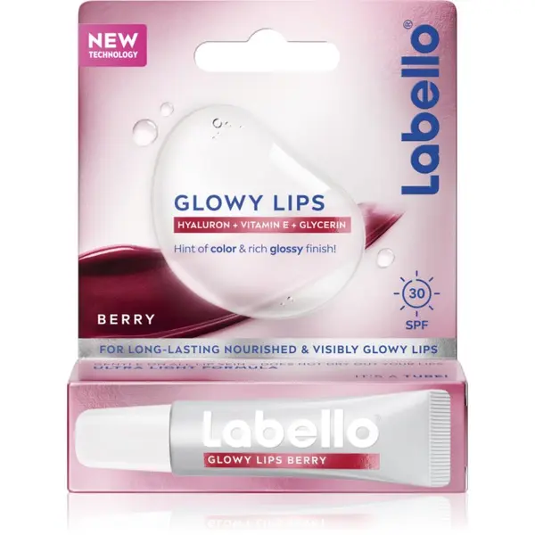 Labello Labello Glowy Lips Berry tonirani balzam za ustnice s hialuronsko kislino SPF 30 10 ml