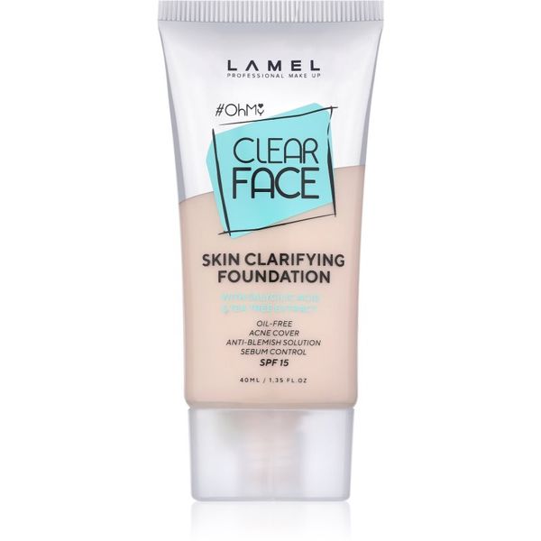 LAMEL LAMEL OhMy Clear Face visoko prekrivni tekoči puder za problematično in mastno kožo odtenek 401 40 ml