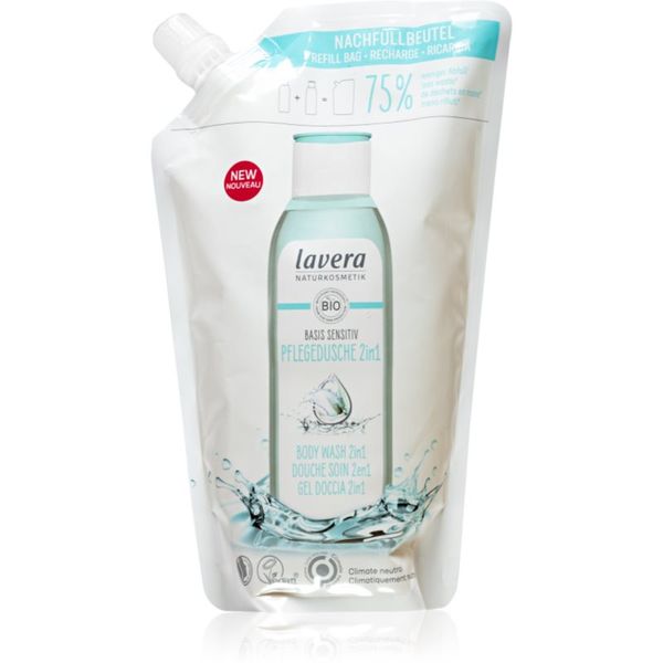 Lavera Lavera Basis Sensitiv gel za prhanje za telo in lase za občutljivo kožo nadomestno polnilo 500 ml
