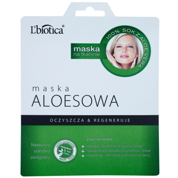 L’biotica L’biotica Masks Aloe Vera maska iz platna z regeneracijskim učinkom 23 ml