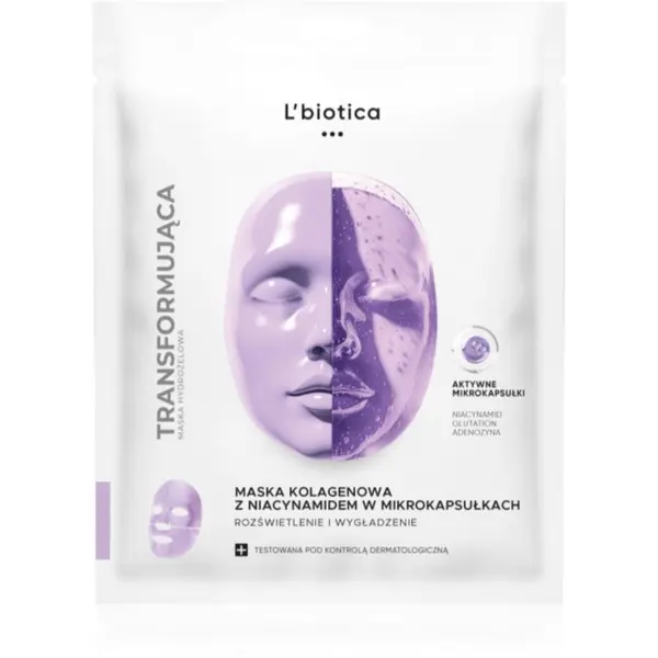 L’biotica L’biotica Transforming Collagen Mask with Niacinamide in Microcapsules kolagenska maska za osvetlitev kože 1 kos