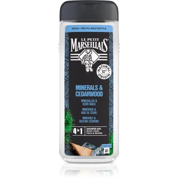 Le Petit Marseillais Le Petit Marseillais Minerals & Cedarwood gel za prhanje 4 v 1 za moške 400 ml