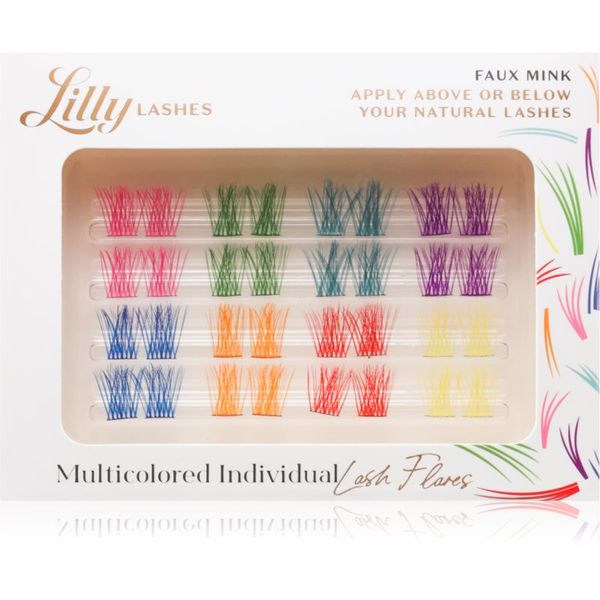 Lilly Lashes Lilly Lashes Multicolored Individual šopaste lepilne trepalnice z vozličkom 32 kos