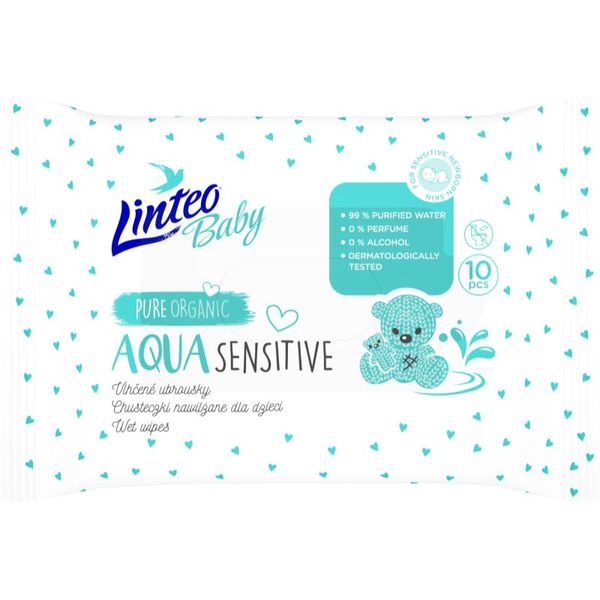 Linteo Linteo Baby Aqua Sensitive otroški nežni vlažni robčki 10 kos