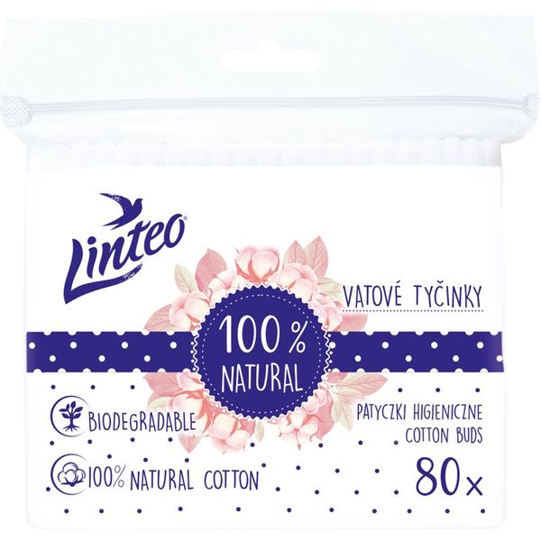 Linteo Linteo Natural Cotton Buds vatne paličice v vrečki 80 kos