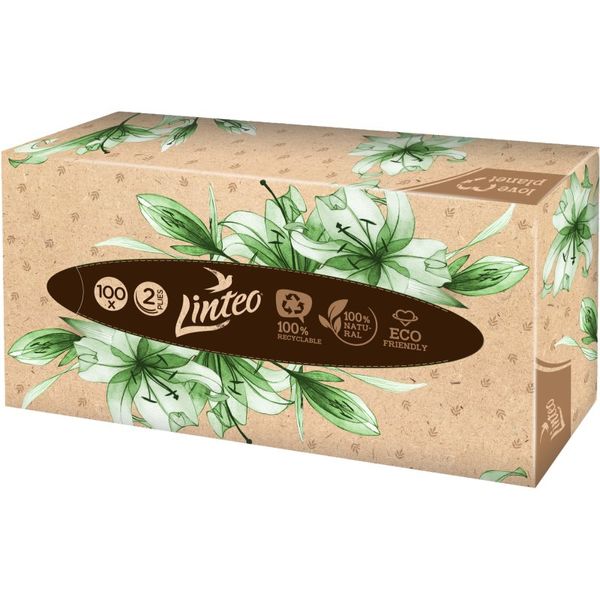 Linteo Linteo Paper Tissues Two-ply Paper, 100 pcs per box papirnati robčki 100 kos