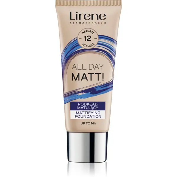 Lirene Lirene ALL DAY MATT! matirajoči fluidni tekoči puder za dolgoobstojen učinek odtenek 12 Natural 30 ml