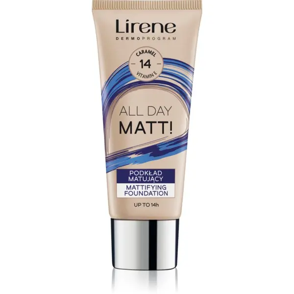 Lirene Lirene ALL DAY MATT! matirajoči fluidni tekoči puder za dolgoobstojen učinek odtenek 14 Caramel 30 ml
