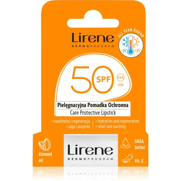 Lirene Lirene Care Protective Lipstick zaščitni balzam za ustnice z vlažilnim učinkom SPF 50 4.6 g