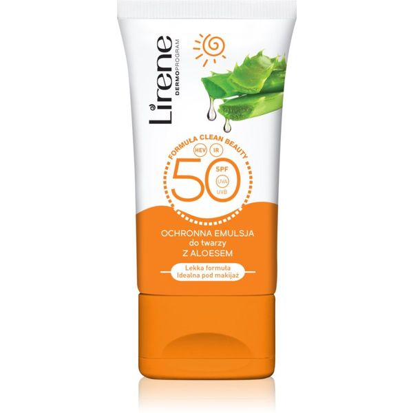Lirene Lirene Sun care zaščitna dnevna emulzija za obraz in dekolte aloe vera spf 50 50 ml