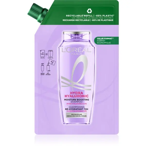 L’Oréal Paris L’Oréal Paris Elseve Hyaluron Plump vlažilni šampon s hialuronsko kislino Refill 500 ml