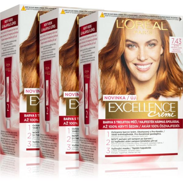 L’Oréal Paris L’Oréal Paris Excellence Creme barva za lase 7,43 Blonde Copper odtenek