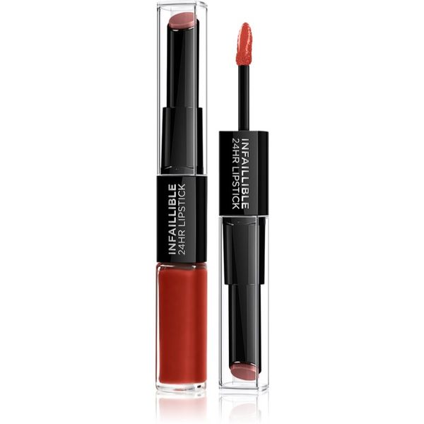 L’Oréal Paris L’Oréal Paris Infallible 24H Dolgoobstojna šminka in sijaj za ustnice 2 v 1 odtenek 501 Timeless Red 5,7 g