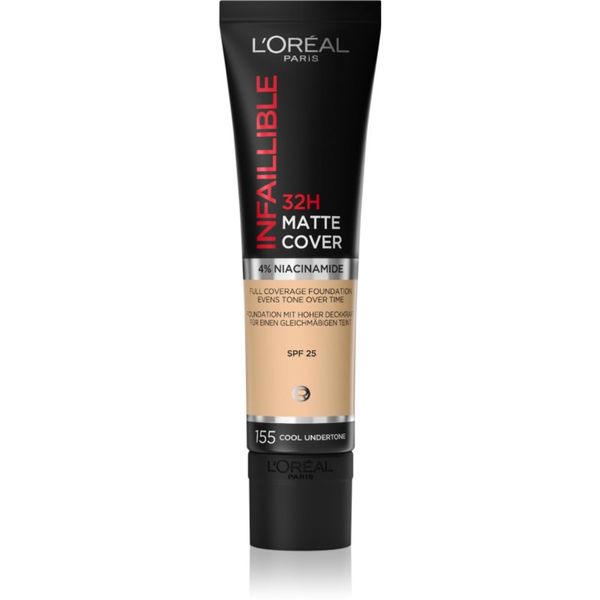 L’Oréal Paris L’Oréal Paris Infallible 32H Matte Cover dolgoobstojni matirajoči tekoči puder SPF 25 odtenek 155 (Cool Undertone) 30 ml