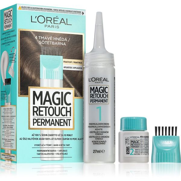 L’Oréal Paris L’Oréal Paris Magic Retouch Permanent tonirana barva za narastek z aplikatorjem odtenek 4 DARK BROWN