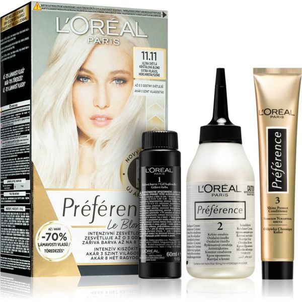 L’Oréal Paris L’Oréal Paris Préférence Le Blonding barva za lase za posvetlitev las odtenek 11.11 Ultra-Light Cool Crystal Blonde 1 kos