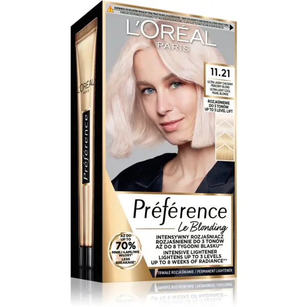 L’Oréal Paris L’Oréal Paris Préférence Le Blonding barva za lase za posvetlitev las odtenek 11.21 Ultra light cool pearl blonde 1 kos
