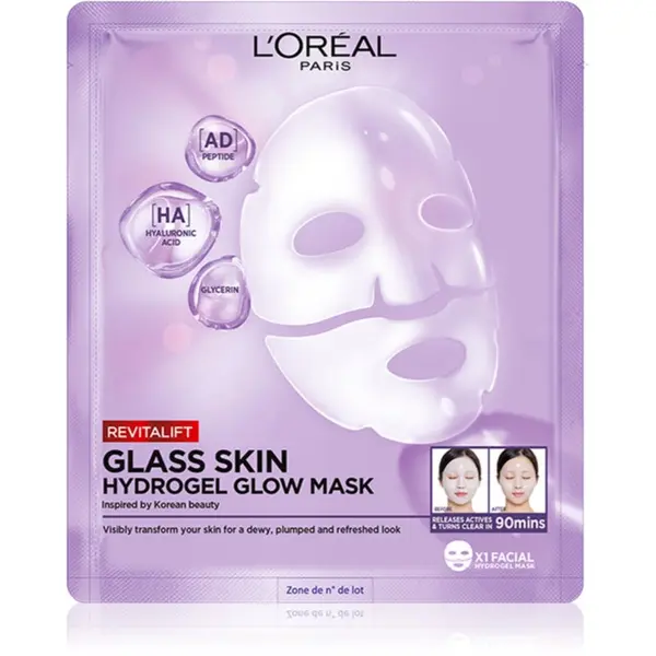 L’Oréal Paris L’Oréal Paris Revitalift Filler Glass Skin hidrogelna maska s posvetlitvenim učinkom 1 kos