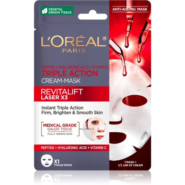 L’Oréal Paris L’Oréal Paris Revitalift Laser X3 maska iz platna proti staranju kože 28 g