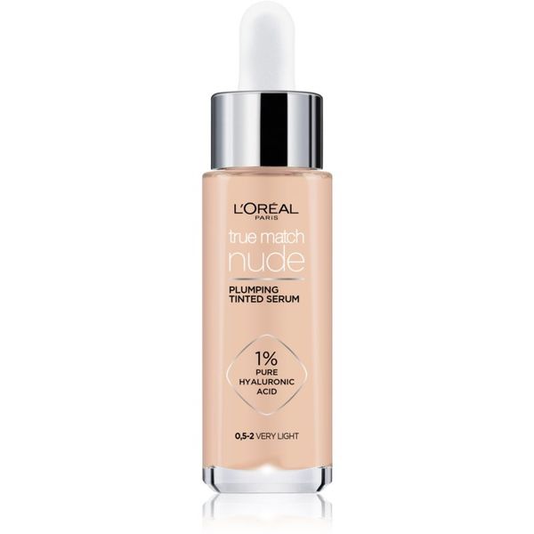 L’Oréal Paris L’Oréal Paris True Match Nude Plumping Tinted Serum serum za poenotenje tona kože odtenek 0.5-2 Very Light 30 ml