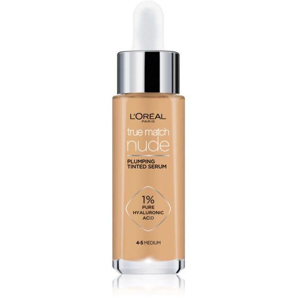 L’Oréal Paris L’Oréal Paris True Match Nude Plumping Tinted Serum serum za poenotenje tona kože odtenek 4-5 Medium 30 ml