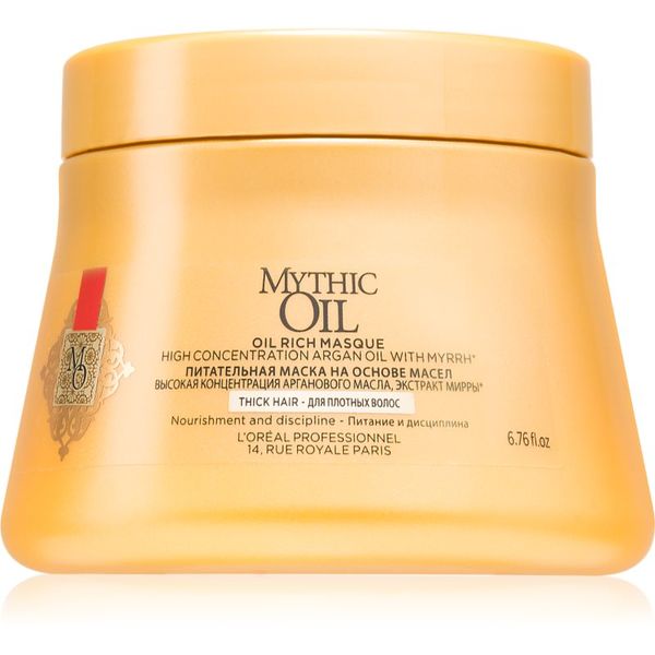 L’Oréal Professionnel L’Oréal Professionnel Mythic Oil hranilna maska za goste in neobvladljive lase brez parabenov 200 ml