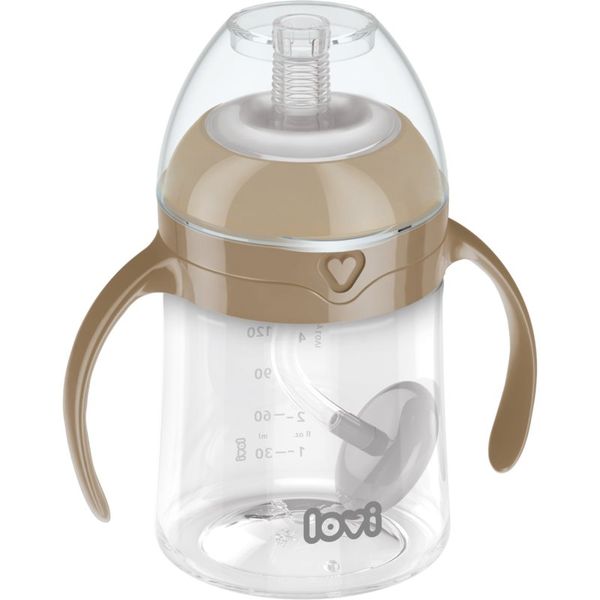 LOVI LOVI First Cup skodelica s slamico Brown 6m+ 150 ml