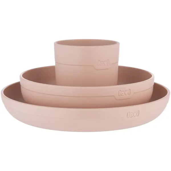 LOVI LOVI Tableware Set with Cup jedilni set Nude 3 kos