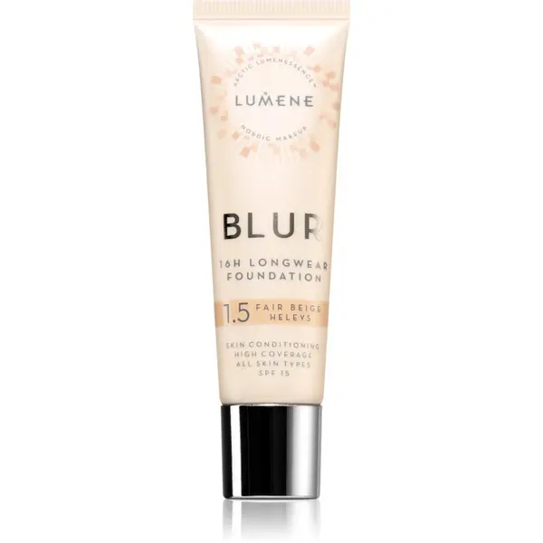Lumene Lumene Blur 16h Longwear dolgoobstojen tekoči puder SPF 15 odtenek 1,5 Fair Beige (Neutral) 30 ml