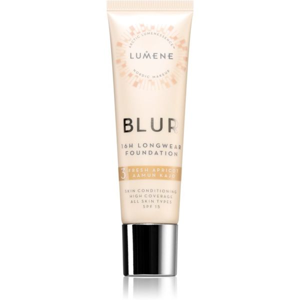 Lumene Lumene Blur 16h Longwear dolgoobstojen tekoči puder SPF 15 odtenek 3 Fresh Apricot 30 ml